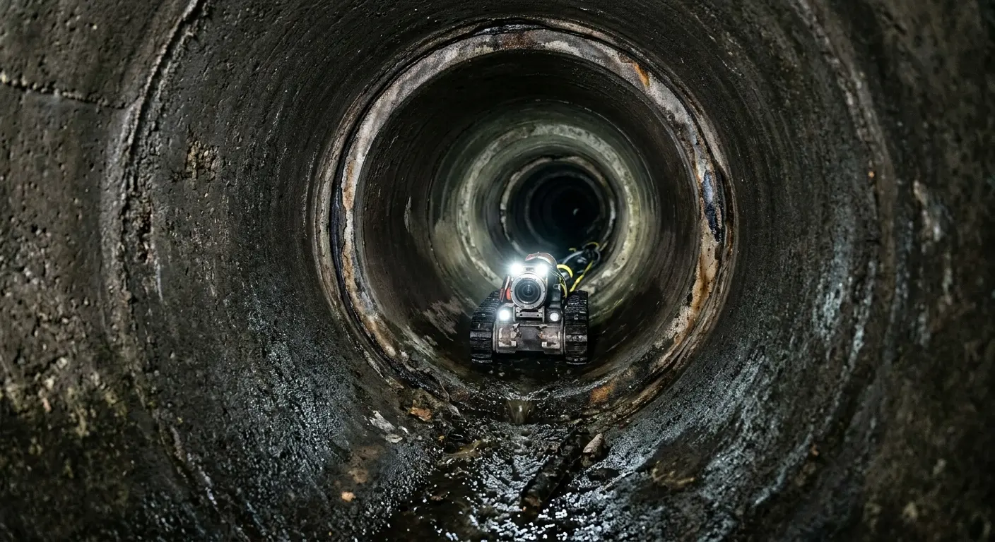 Robotic sewer camera inspecting pipe interior for Drain Snake Service in Walkersville